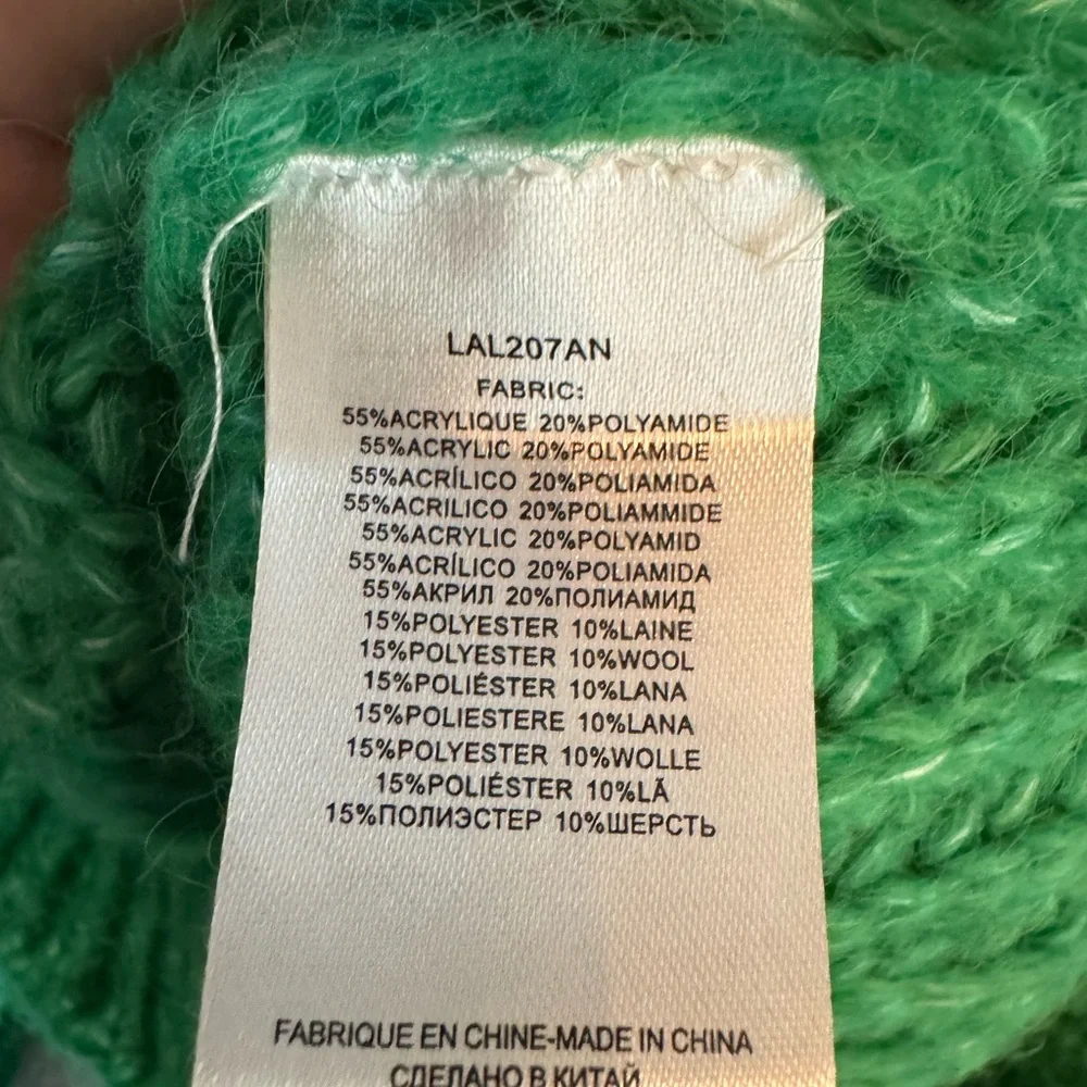 Anthropologie Lili Sidonio Fuzzy Sweater L Chunky Indie Kelly Green Oversized - Picture 5 of 6